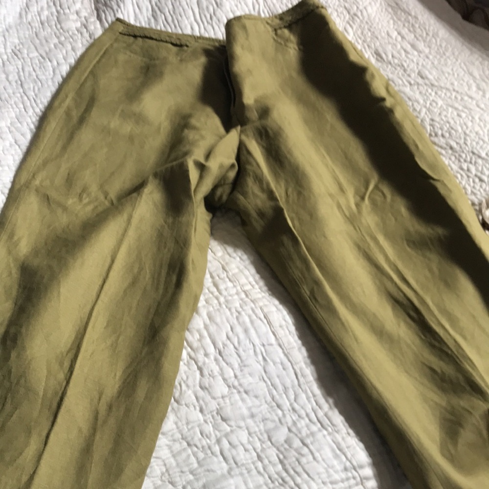 Larry Levine sport linen blend fully lined capri pants avocado green never worn - Picture 11 of 11
